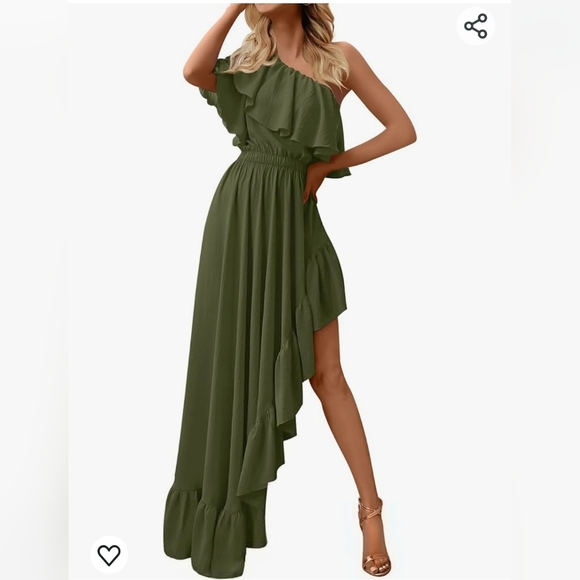 ZESICA Dresses & Skirts - Women's 2024 Boho One Shoulder Sleeveless Ruffle Asymmetrical dress